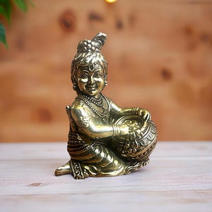 Laddu Gopal Figurine | Miniature Krishna Statue for Pooja | Mini Laddu Gopal Statue | Traditional Krishna Idol for Home Decor