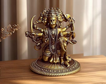 Panchmukhi ハヌマーン アイドル 真鍮ハヌマーン像 プージャ & ホーム