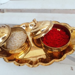 Haldi Kumkum Box Made of Pure Brass Used As Wedding Gift . Pooja purpose Tikka Pot Old Hindu Kumkum Box Hand Crafted .