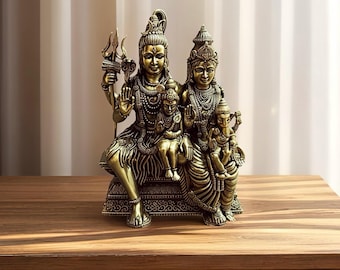 Ídolo de Shiv Pariwar en latón, estatua superfina del dios hindú Shiva, Murti familiar para el hogar, Ídolo de Shiv Parivar de latón para decoración de Pooja Mandir, dios hindú