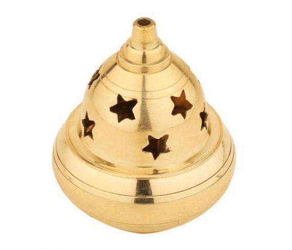 Messing Akhand Diya Öllampe Mit Glas - Traditionelle Puja Lampe 15cm Gold