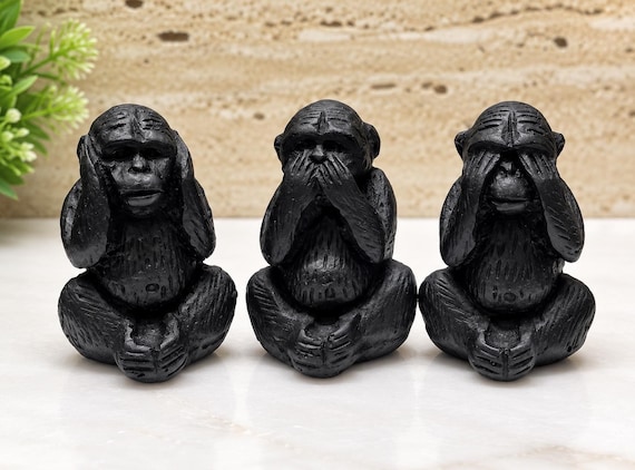 Three Wise Monkeys Figurine Set, See Hear Speak No Evil, Home