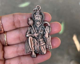Hanuman Pendant | Meditating Hanuman Necklace | Hindu God Amulet for Protection | Hanuman Spiritual Jewelry Gift Hanuman Kavach