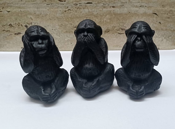 Three Wise Monkeys Figurine Set, See Hear Speak No Evil, Home