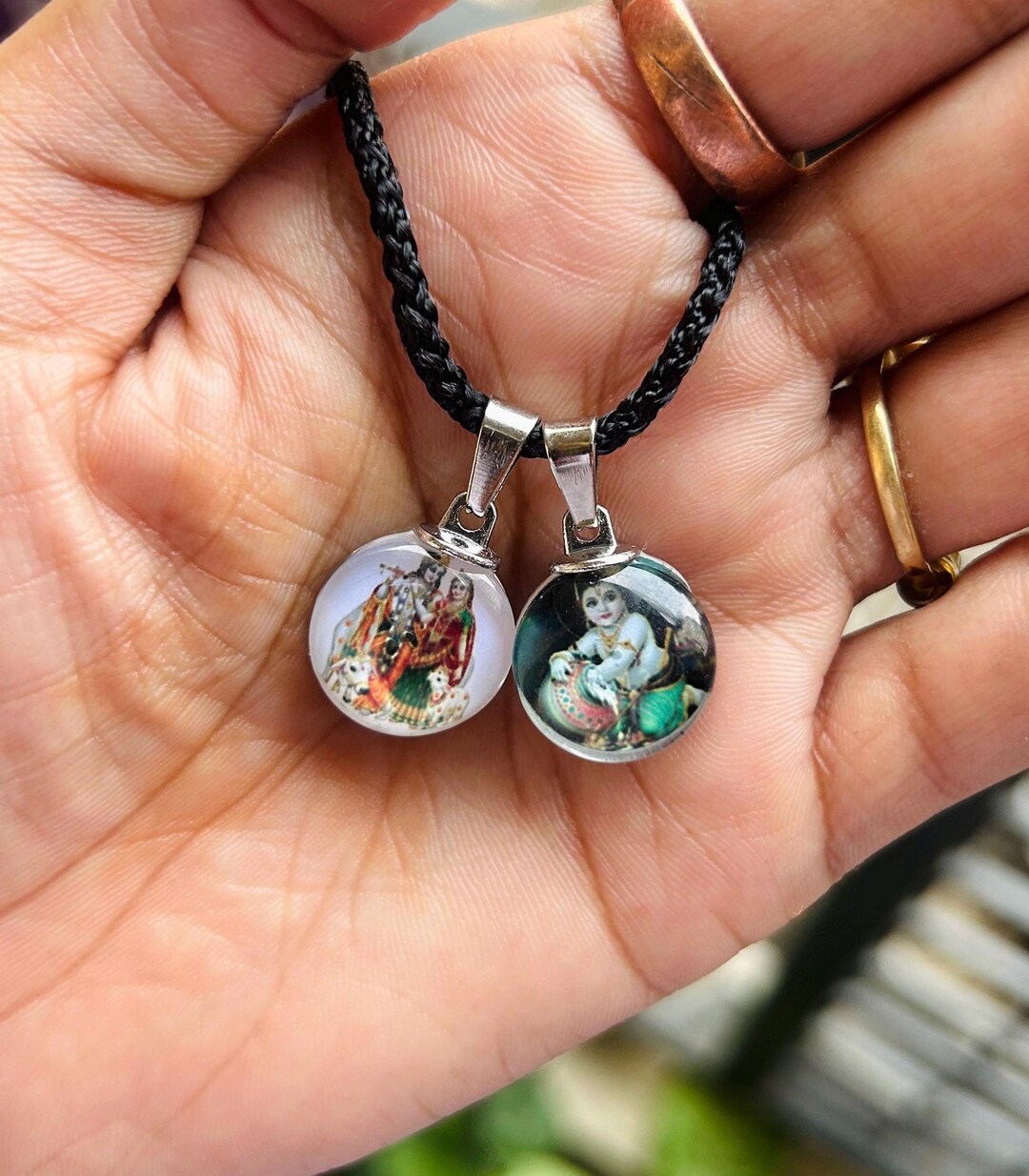 Bal Gopal Krishna Necklace Radha Krishna Resin Necklace Handmade Dual ...