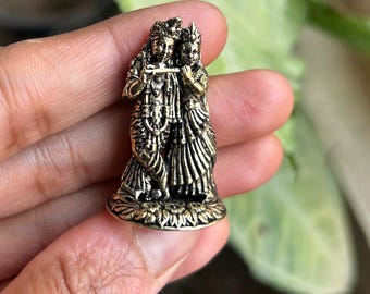 真鍮製ラーダー・クリシュナ像：ヒンドゥー教の神聖なカップル、8