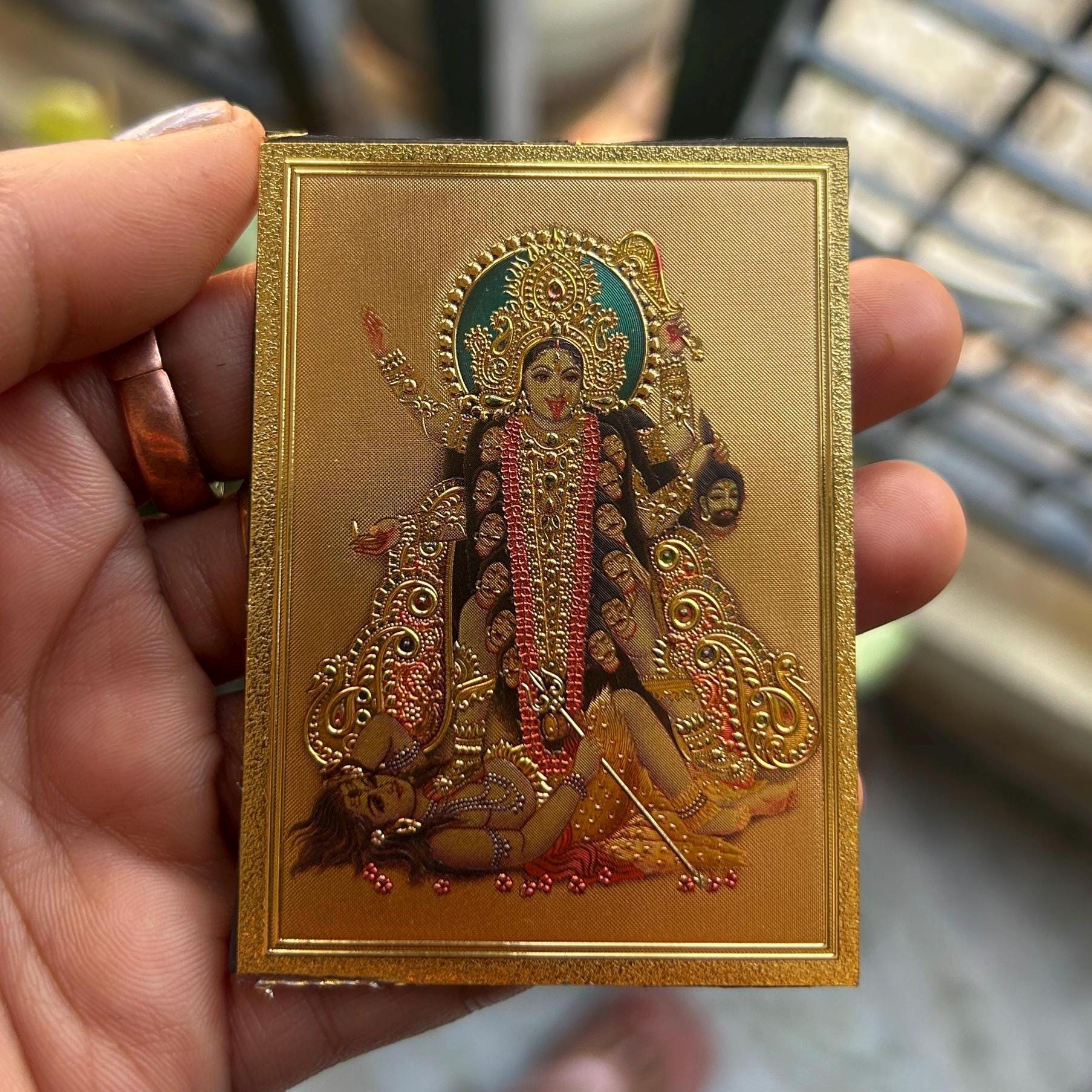 Maa Kali Fridge Magnet With Golden Foil Spiritual Home Office