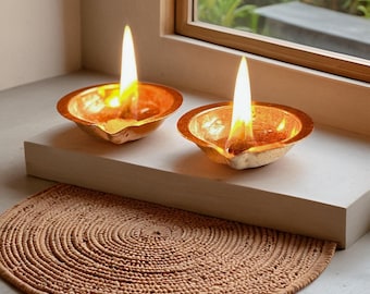 Kupfer-Diya Traditionelle indische Öllampe Handgefertigte Diya für Diwali Kupferkerzenhalter für Pooja Umweltfreundliche Kupferlampe Hindu-Rituallampe