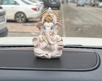 Estatua pequeña de Ganesha para salpicadero de coche, dios hindú Ganesha, escultura antigua de pequeño ídolo de Ganesha, figurita de bolsillo, Ganesha de la suerte.