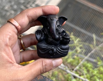 Car Dashboard Ganesha Little statue Ganesh Hindu God Antique Small Ganesha Idol Sculpture Statue Figurine pocket Ganesha Lucky Ganesha