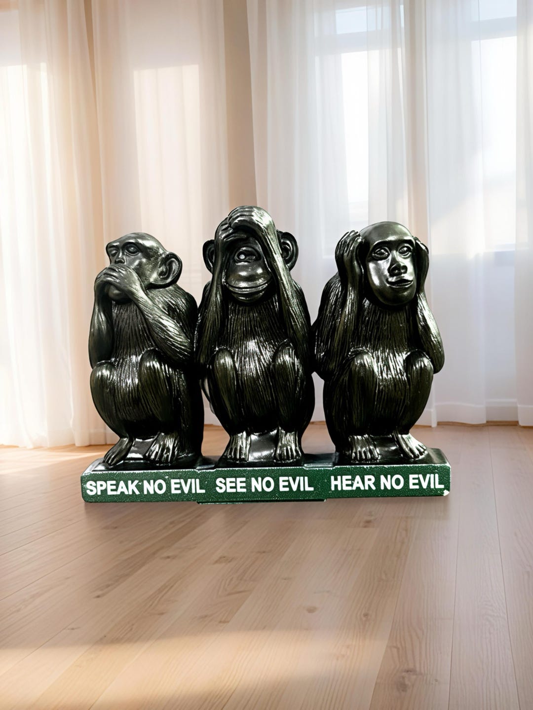 Three Wise Monkeys Fridge Magnet | Resin See No Evil Hear No Evil