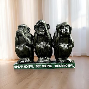 Three Wise Monkeys Fridge Magnet | Resin See No Evil Hear No Evil Speak No Evil Monkeys | Cute Home Décor & Gift Magnet Set