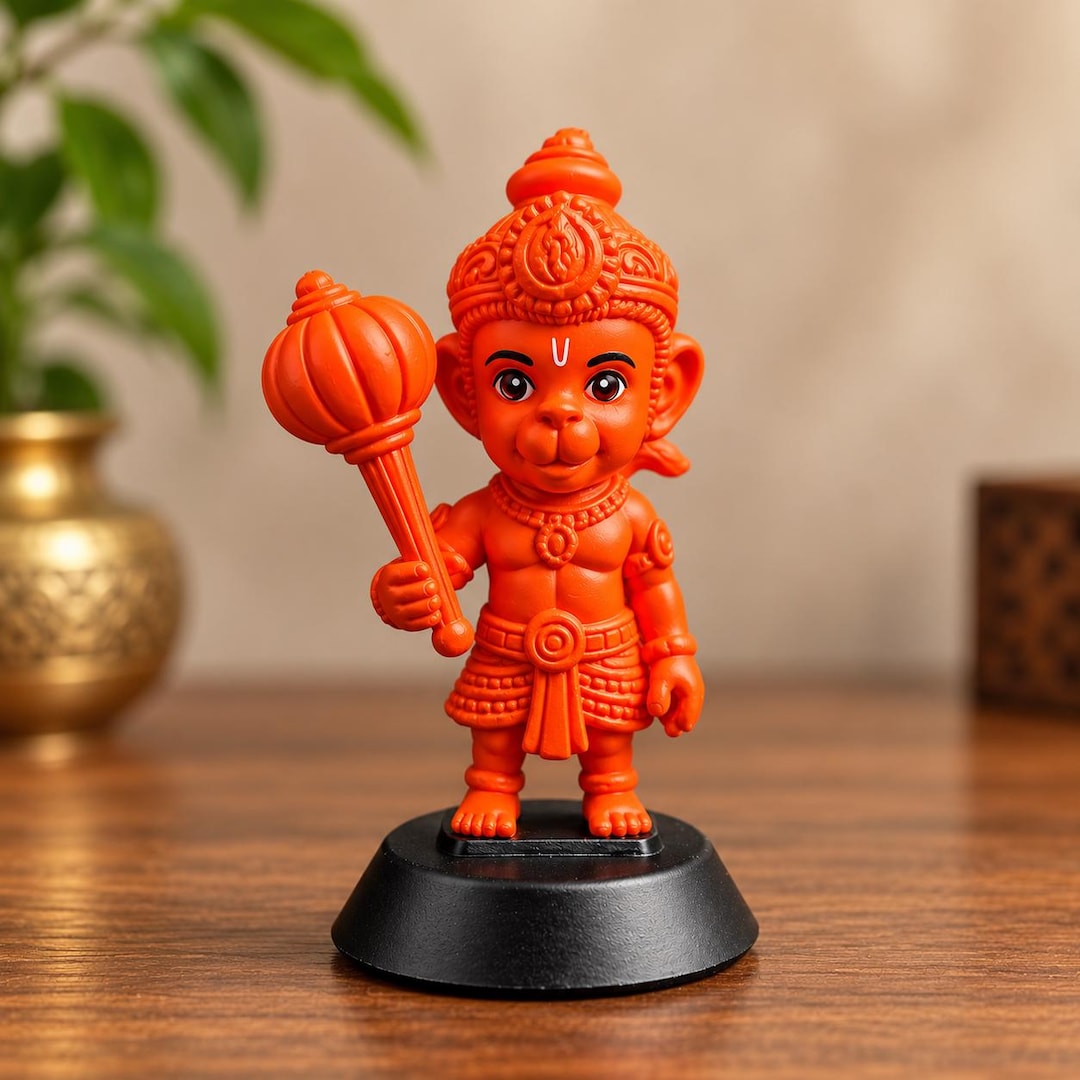 Resin Baby Hanuman Statue: Orange Bajrangbali Murti, Puja Decor - Etsy