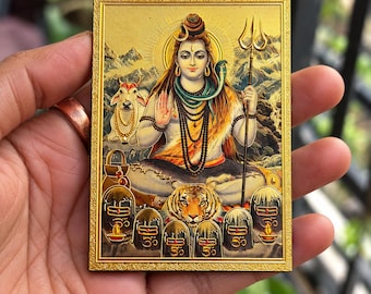 Imán de nevera con lámina dorada de Shiva: regalo de Pooja, decoración del hogar