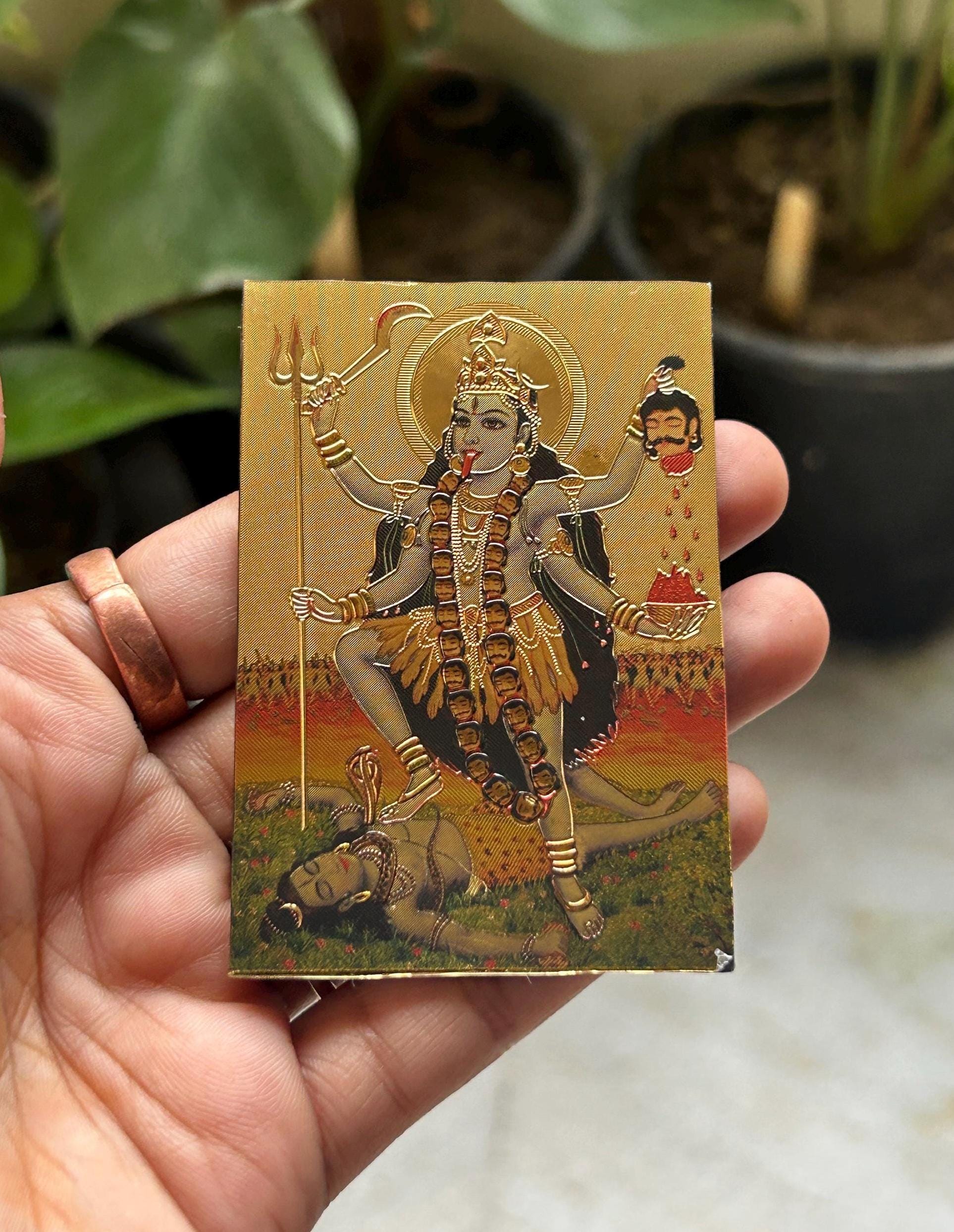 MAA Kali Poster Golden Foli Poster Fridge Magnet for Good Luck and