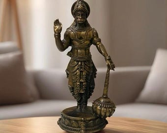Messing Hanuman Ji Statue | Lord Hanuman Idol | Hindu Gott Bajrangbali Murti | Handgefertigtes religiöses Dekor