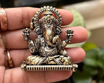 真鍮製ガネーシャ像：3インチのガネーシャ像、ヒンドゥー教の贈り物