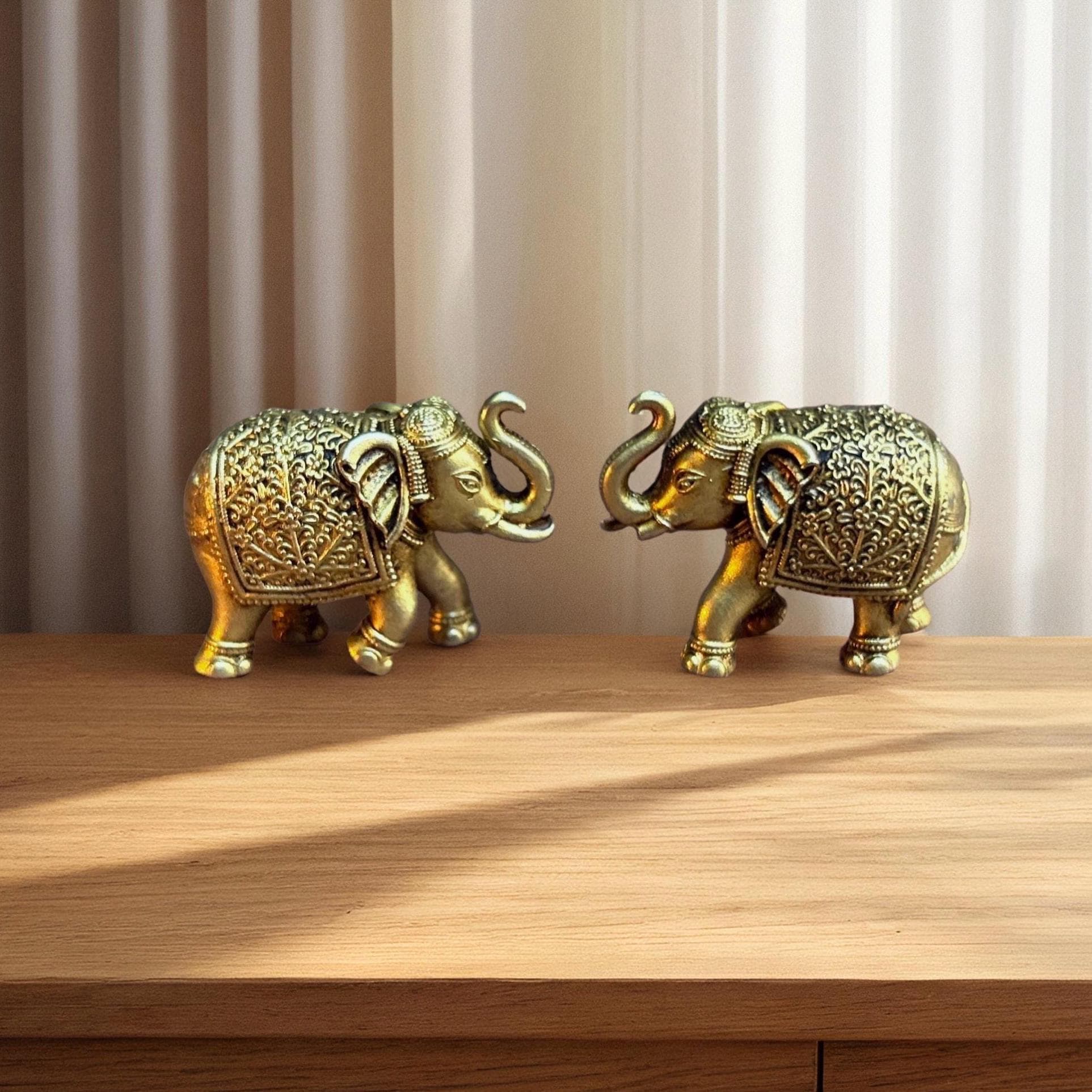 Brass Elephant Pair Set of 2 Elephants for Home Decor Vastu Good