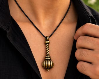 Hanuman Gada Pendant Necklace, Bajrangbali Gada Jewelry, Lord Hanuman Pendant, Hindu Devotional Necklace, Spiritual Indian Gift