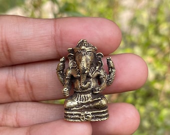 Little Ganesh Hindu God Lord Antique Small Ganesha Idol Sculpture Statue Figurine pocket Ganesha Lucky Ganesha statue show piece laddu ganes