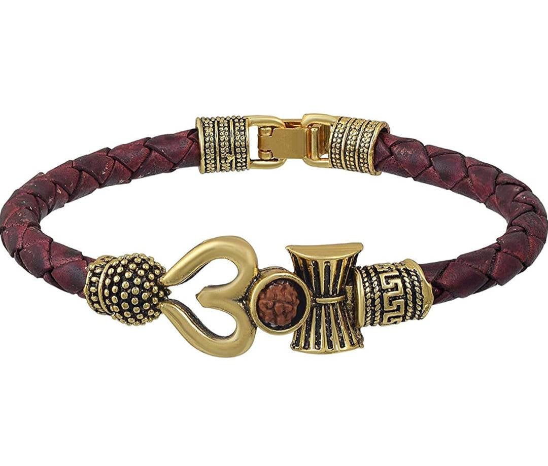 Casual Golden Mahadev Rudraksha Cuff Bracelet, 10gm at best price in Rajkot