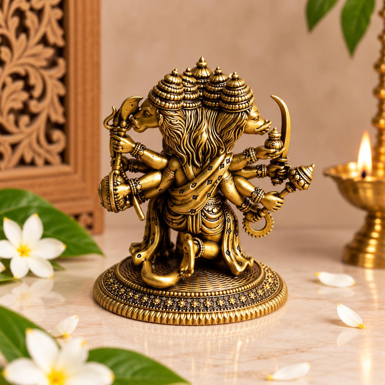 Panchmukhi Hanuman Idol Brass Hanuman Statue for Puja & Home