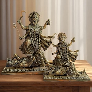 Maa Kali Brass Statue: Fierce Divine Protector, Hindu Goddess Amulet