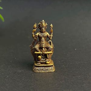 Lord Vishnu Statue Brass Hindu God Idol for Home Temple & Puja Divine Vishnu Murti Spiritual Decor Gift Antique Gold Finish