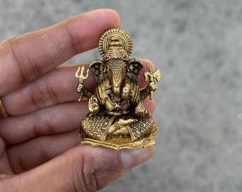 Kleine Messing Ganesha Statue, Hindu Gott Skulptur - Indisches Kunsthandwerk