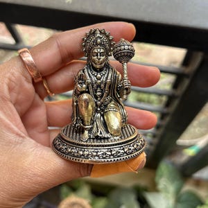 Hanuman Ji Idol in Brass Hindu God Statue for Puja Home Temple Decor Bajrangbali Murti for Protection Spiritual Gift Vastu Figurine