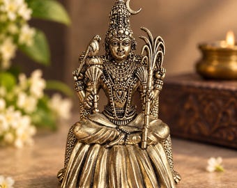 Estatua de latón Rajrajeshwari Devi, ídolo Tripura Sundari para la habitación Pooja