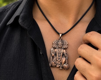 Panchmukhi Hanuman Necklace, Five Faced Hanuman Pendant, Bajrangbali Jewelry, Lord Hanuman Charm, Hindu Devotional Gift, Indian Jewelry