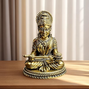 Brass Annapurna Statue | Hindu Goddess of Food, Kitchen Decor, 3 Inches