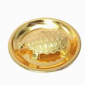 Copper / Gold Metal Feng Shui Vastu Turtle,Good Luck Tortoise Plate Set