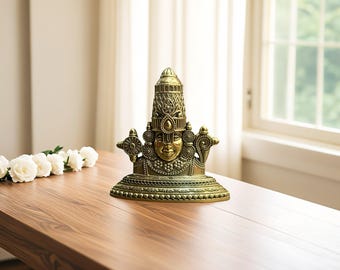 Tirupati Lord Venkateshwara Brass Statue Hindu Balaji Idol for Home Temple & Decor Handmade Brass Vishnu Murti Balaji Maharaj