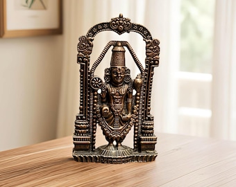 Copper Balaji Statue | Lord Venkateswara Idol | Tirupati Balaji Murti for Puja, Temple, Home Altar & Gift | Hindu God Sculpture