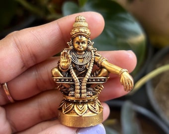 Antike Messing Ayyappa Statue - Südindisches Gott Idol, Haustempel Dekor