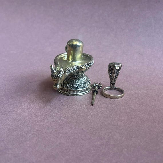 Brass Shiva Lingam With Trishul & Naga Shivling for Worship Temple
