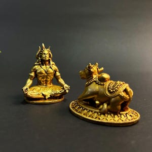 Shiva Statue with Nandi | Antique Hindu God Idol for Home Temple Decor | Lord Shiva Figurine | Spiritual Gift | Mahadev Murti