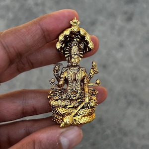 Lord Vishnu Statue Brass Hindu God Idol for Home Temple & Puja Divine Vishnu Murti Spiritual Decor Gift Antique Gold Finish