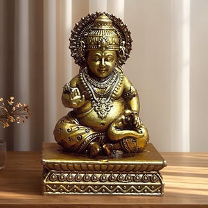 Kuber Statue God of Wealth Kuber Statue Hindu God of Wealth Handcrafted Kuber Statue Kuber Statue Money God Gift for all Brass Kuber