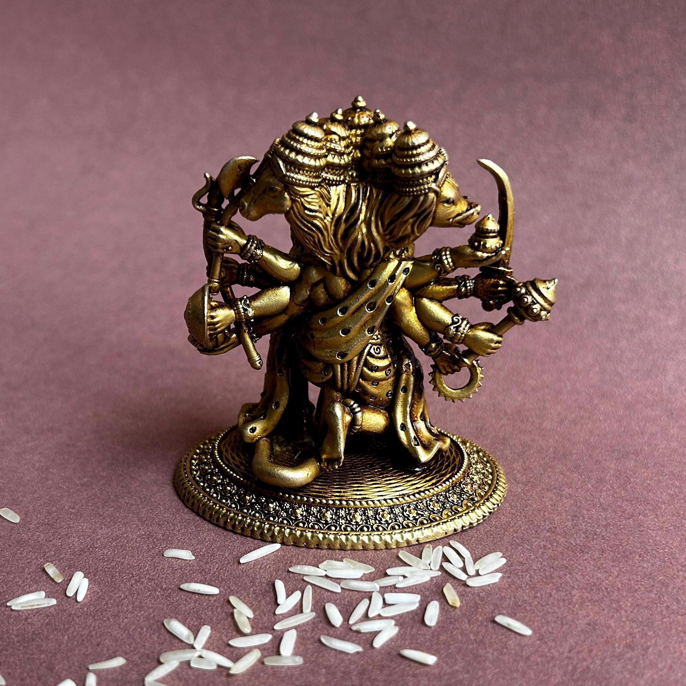 Panchmukhi ハヌマーン アイドル 真鍮ハヌマーン像 プージャ & ホーム