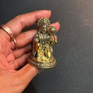 Hanuman Ji Idol in Brass Hindu God Statue for Puja Home Temple Decor Bajrangbali Murti for Protection Spiritual Gift Vastu Figurine