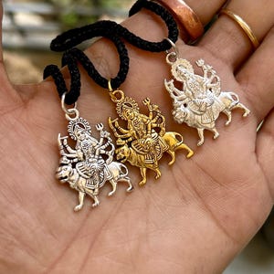 indian Handmade Durga Statue Pendant Maa Durga Statue Metal Statue Necklace Durga Statue Hindu God Necklace Positivity Protection