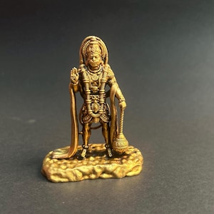 Hanuman Ji Idol in Brass Hindu God Statue for Puja Home Temple Decor Bajrangbali Murti for Protection Spiritual Gift Vastu Figurine