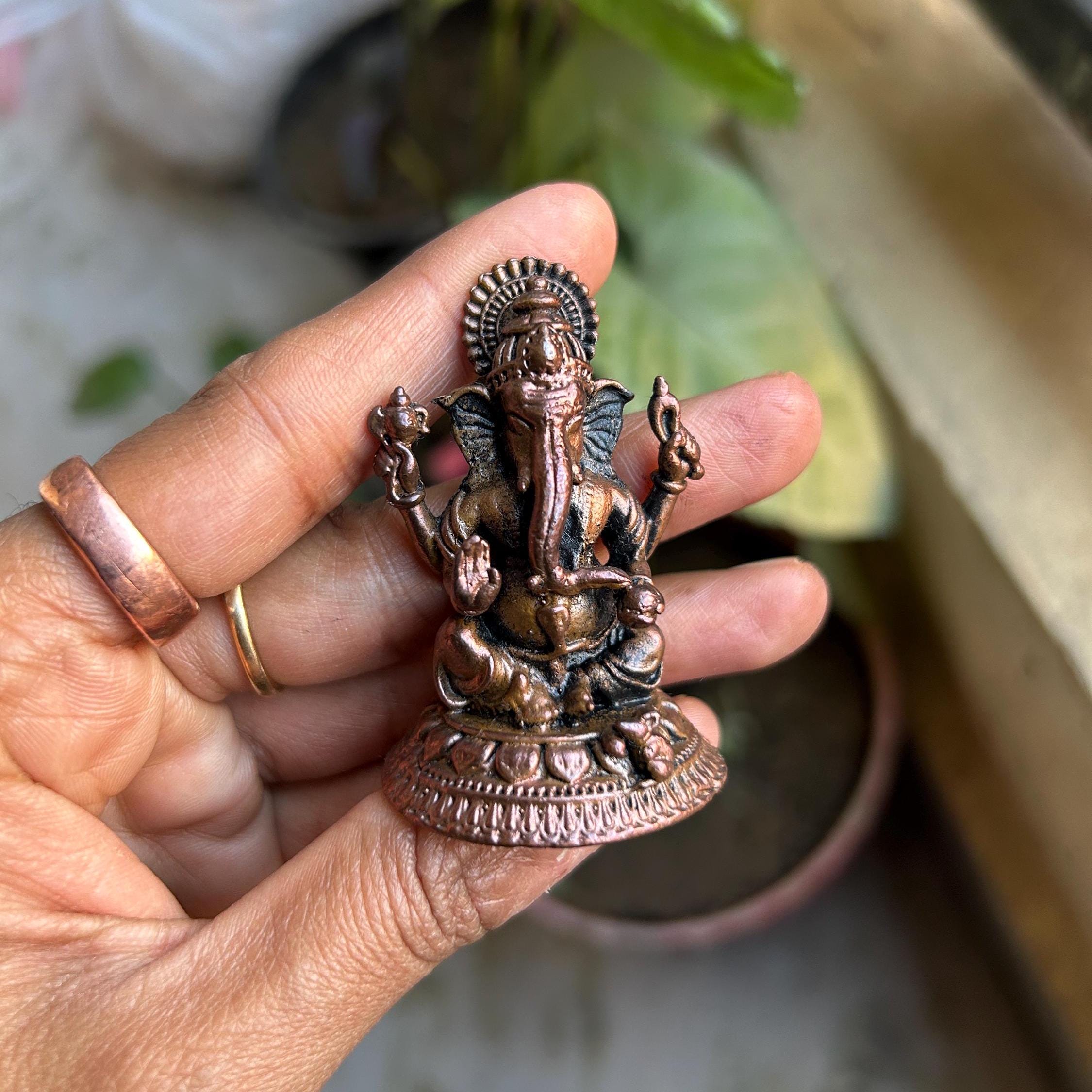 Ganesha Statue Copper | Ganpati Idol for Pooja | Hindu God Decor | Spiritual Gift | Good Luck Charm | Prosperity Statue | Handmade Figurine
