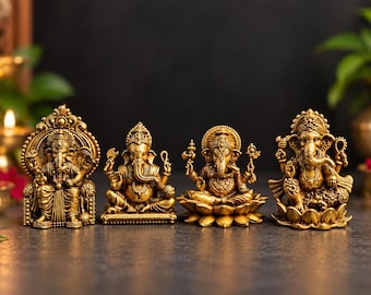 Brass Ganesha Idol for Car Dashboard, Home Temple & Office Decor | Ganpati Murti for Gift | Small Ganesh Statue Good Luck Blessing ganesha