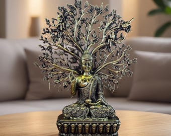 Buddha Statue with Bodhi Tree – Spiritual Home Decor