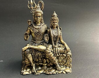 シヴァ・パールヴァティー真鍮像｜家庭用寺院用ヒンドゥー教神像｜真鍮