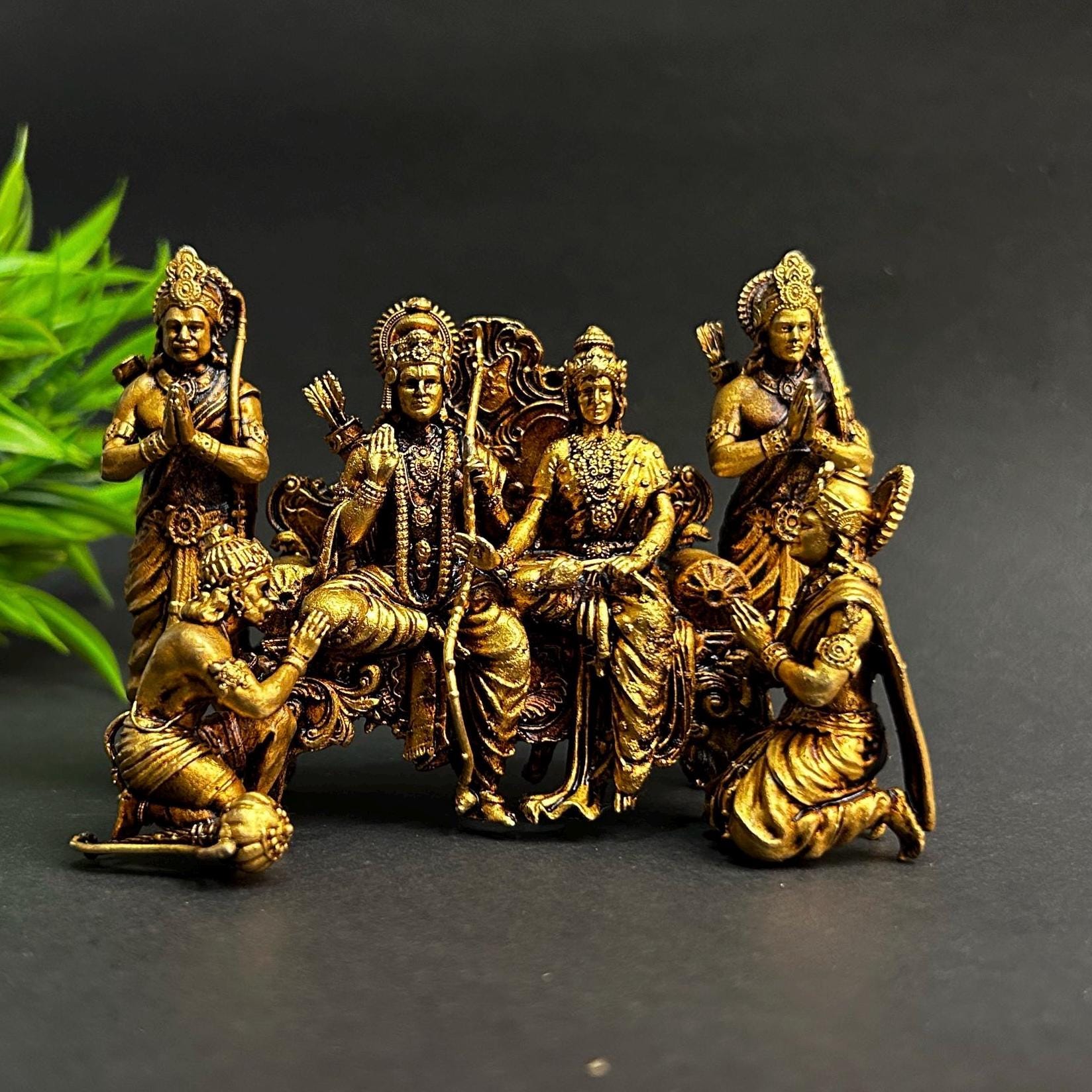 ARTVARKO Messing Ram Darbar standbeeld Shree Ram Ji Sita Laxman Hanuman Home Decor Puja Bhagwan idool Murti voor Mandir Tempel 20 cm